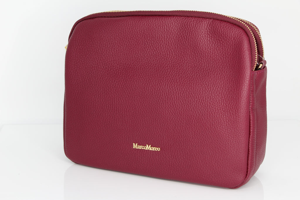 MARCO -MOREO- Burgundy -Double -Zip -Crossbody -Bag -GARLAND