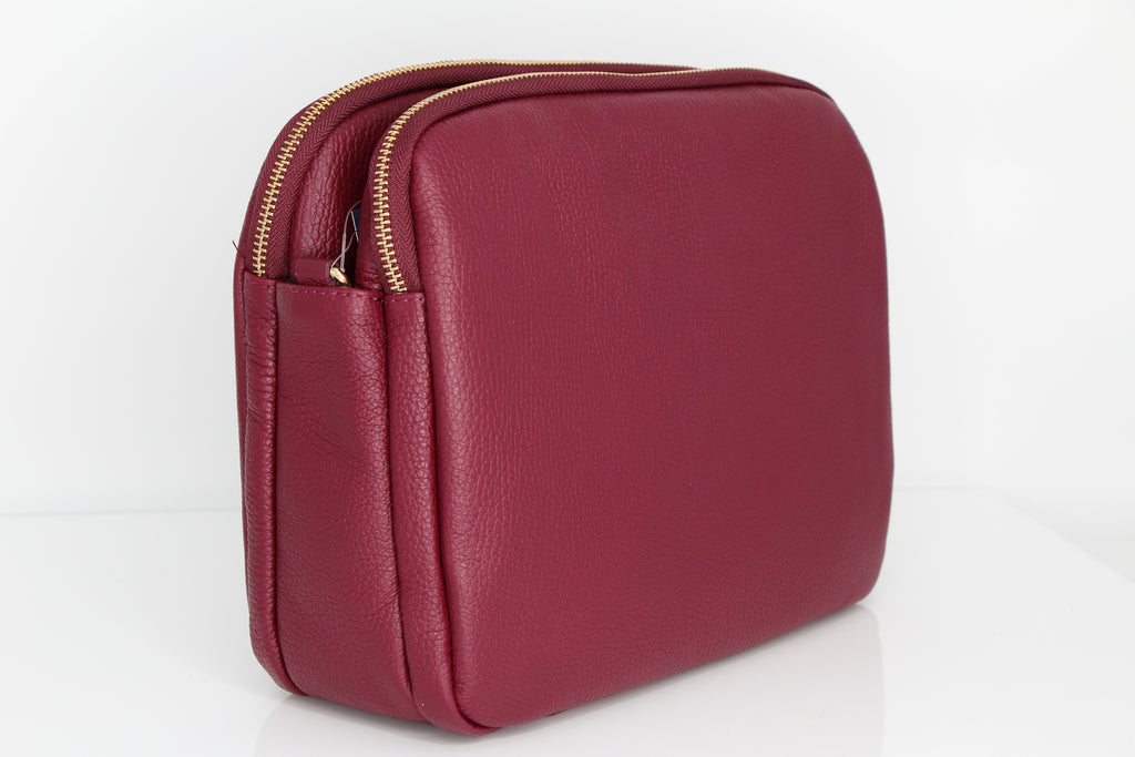 MARCO -MOREO- Burgundy -Double -Zip -Crossbody -Bag -GARLAND