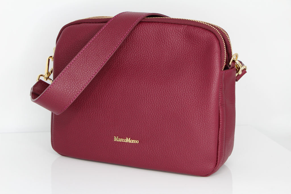 MARCO -MOREO- Burgundy -Double -Zip -Crossbody -Bag -GARLAND