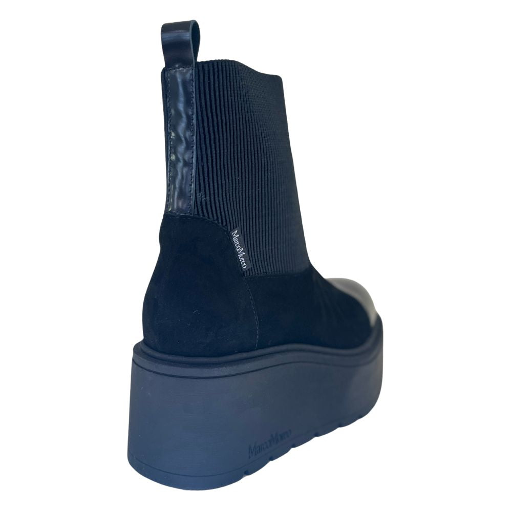 MARCO MOREO BRENDA Black Suede Platform Ankle Boot