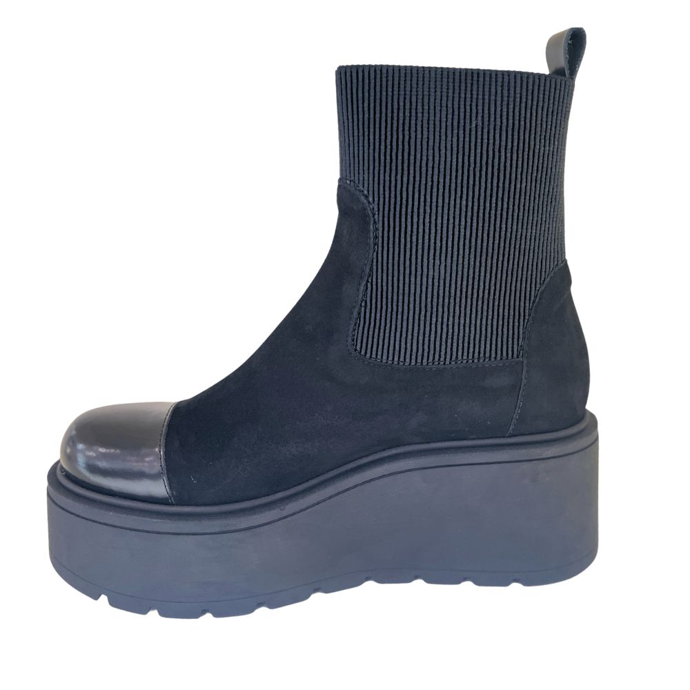 MARCO MOREO BRENDA Black Suede Platform Ankle Boot