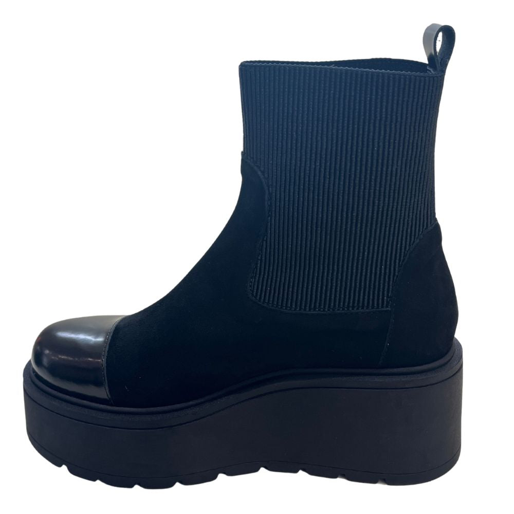 MARCO MOREO BRENDA Black Suede Platform Ankle Boot