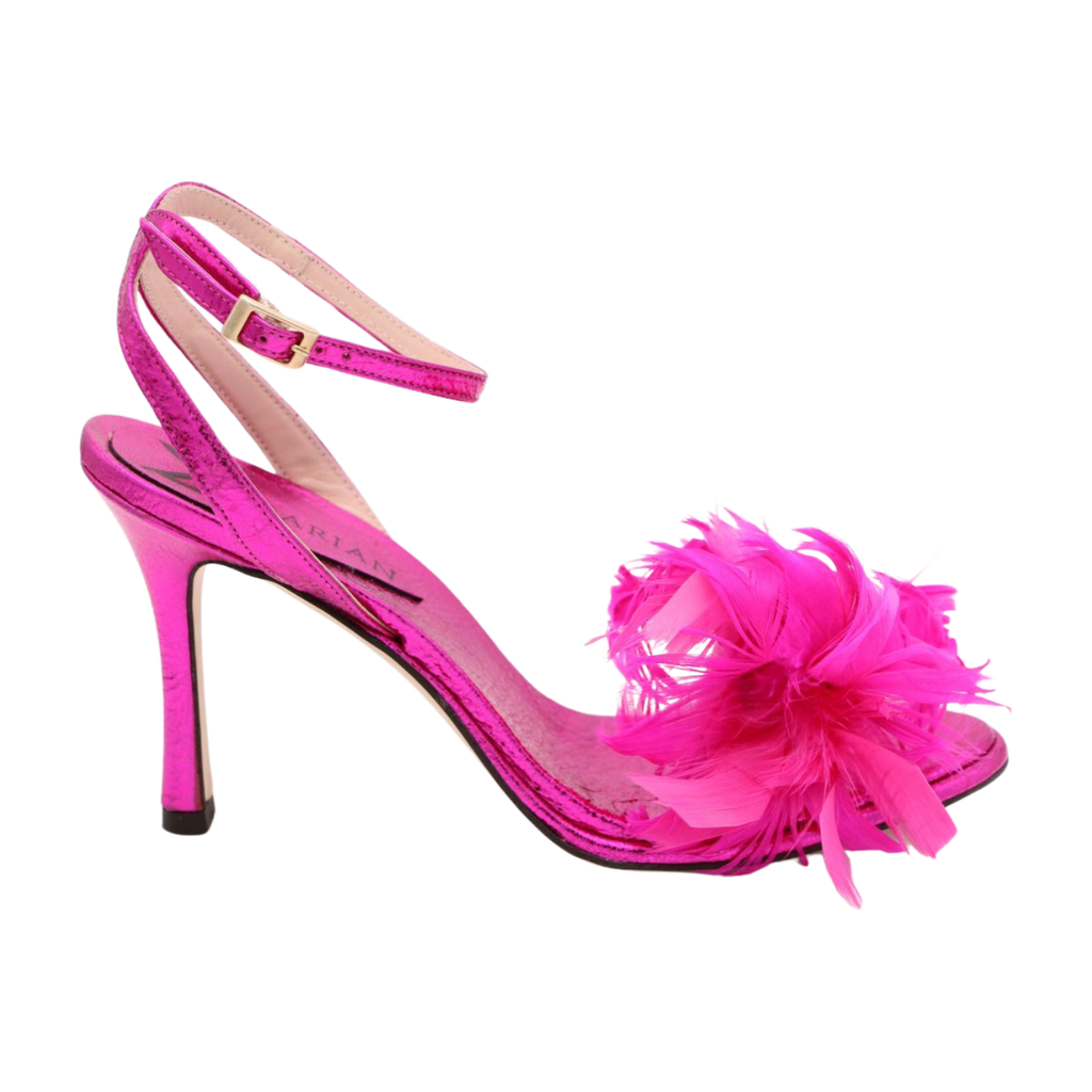  Analyzing image     MARIAN--Pink--Leather---Heeled-Sandal--with--Feather--58910
