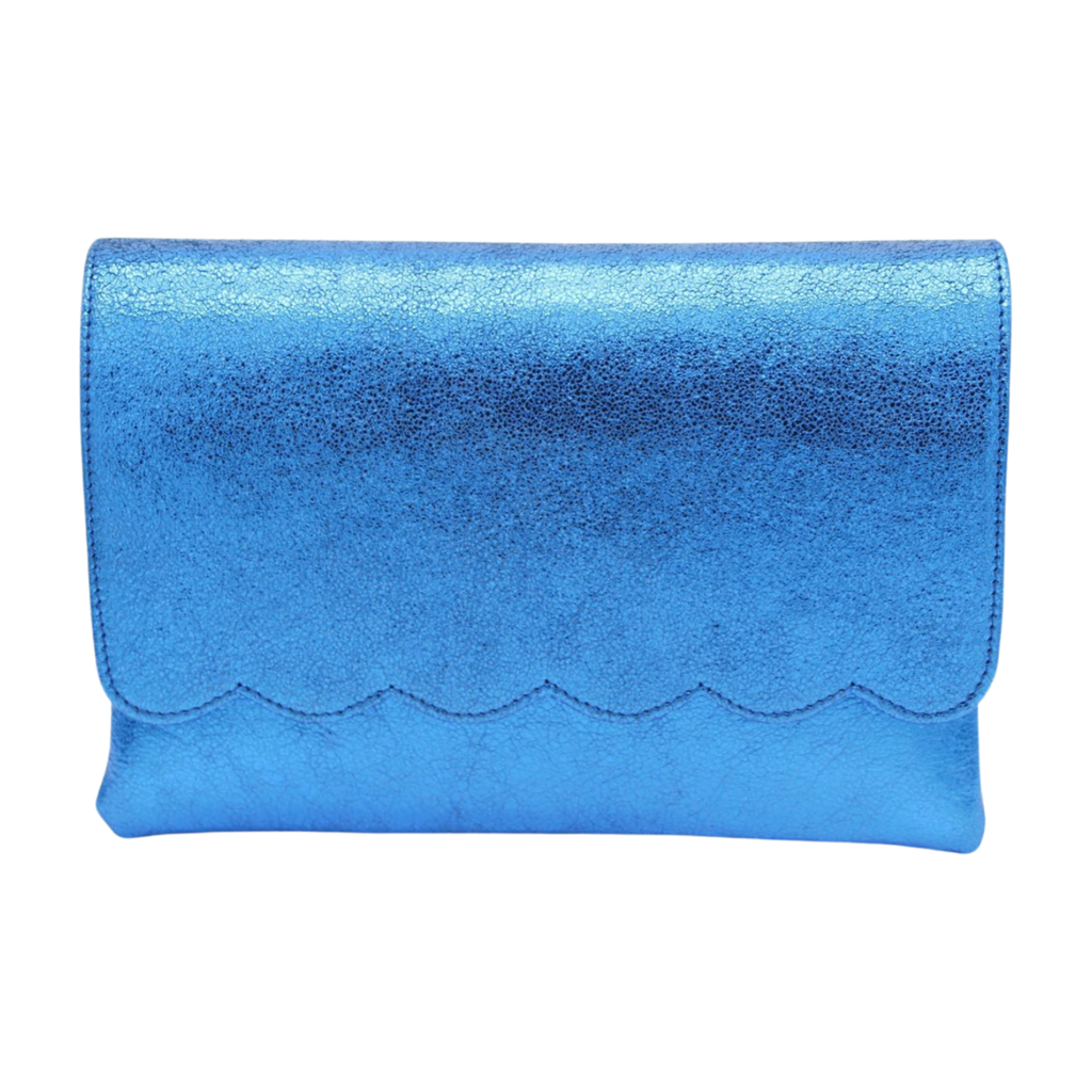    MARIAN--Royal--Blue--Metallic--Leather--Clutch--Bag