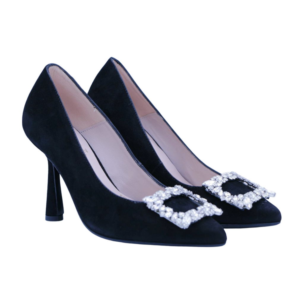    MARIAN--Black--Suede--Stiletto--with--embellished--buckle