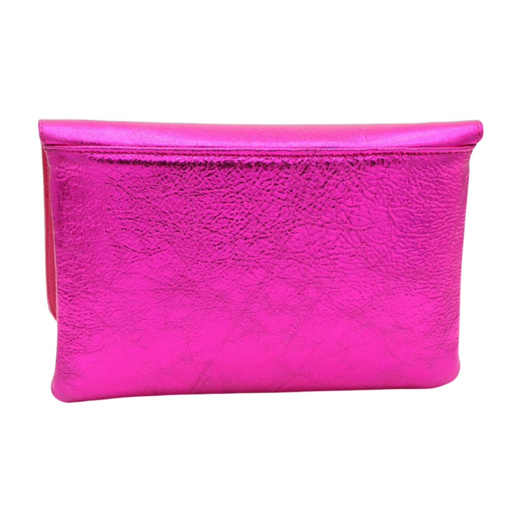 MARIAN-Pink-metallic-Leather-Clutch-Bag