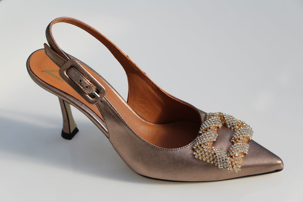 MARIAN- Bronze -Leather-Sling- Back- with- Buckle