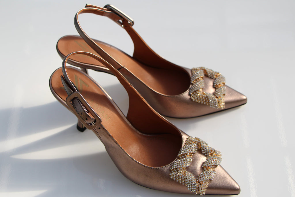 MARIAN- Bronze -Leather-Sling- Back- with- Buckle