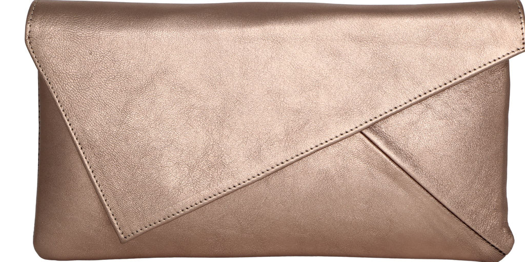 MARIAN Bronze Leather Envelope Clutch  Bag