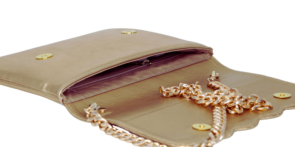 MARIAN- Gold- Leather-  Clutch- Bag