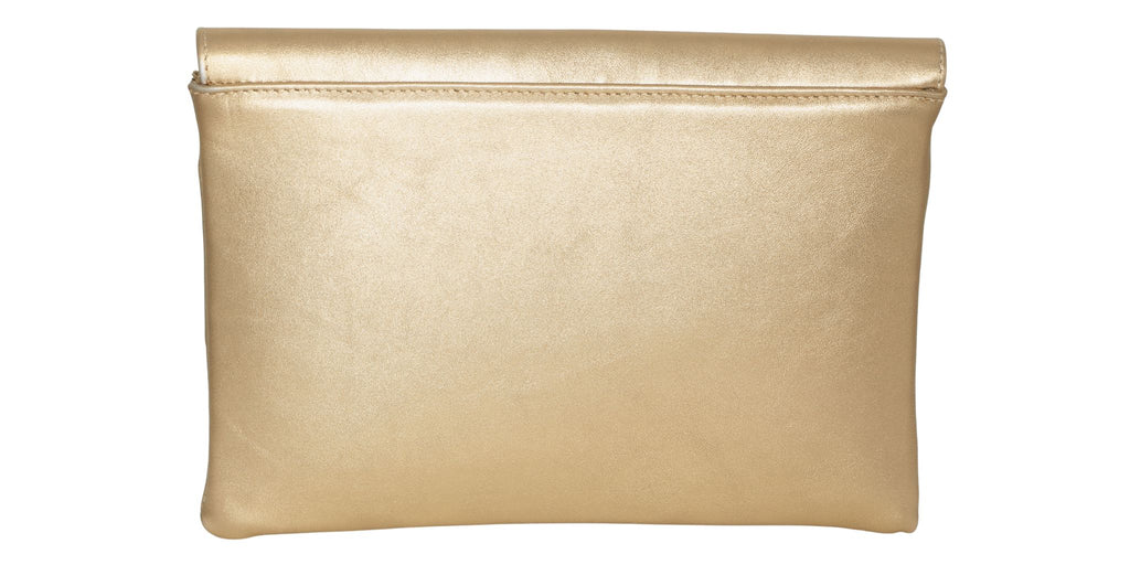 MARIAN- Gold- Leather-  Clutch- Bag