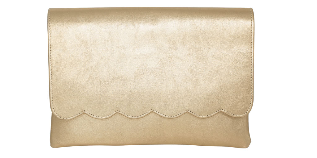MARIAN- Gold- Leather-  Clutch- Bag