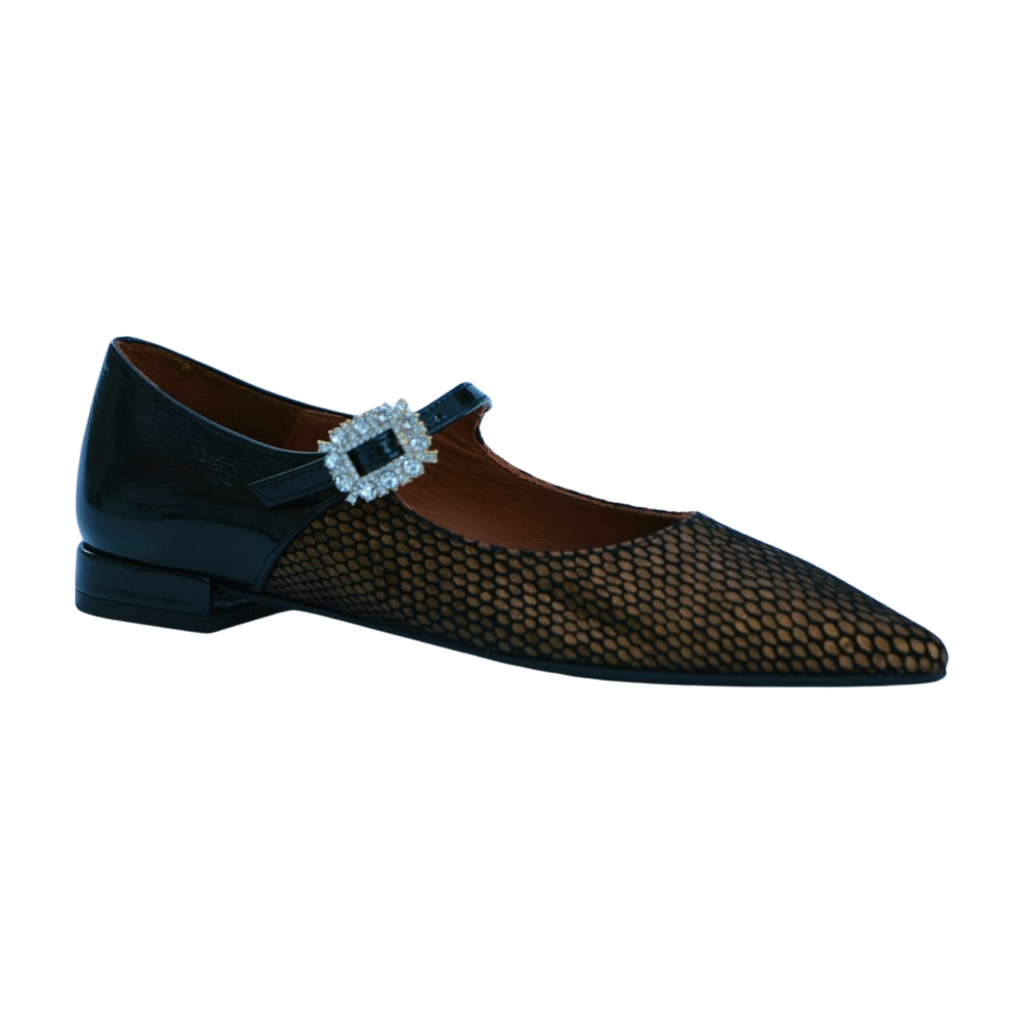MARIAN -Black- Bronze -Mary- Jane-  Ballet -Flat -Shoe