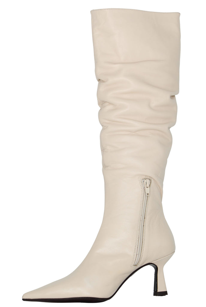 MARIAN -Cream -Leather- Point- Toe- Knee -Boot