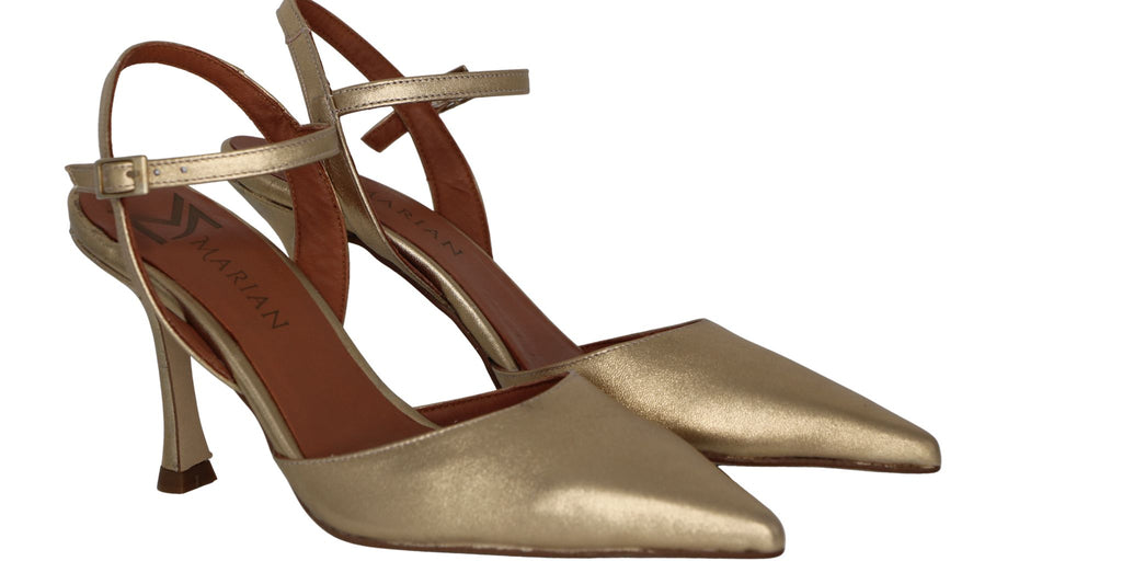 MARIAN -Gold- Leather- Point -Toe- Shoe-1