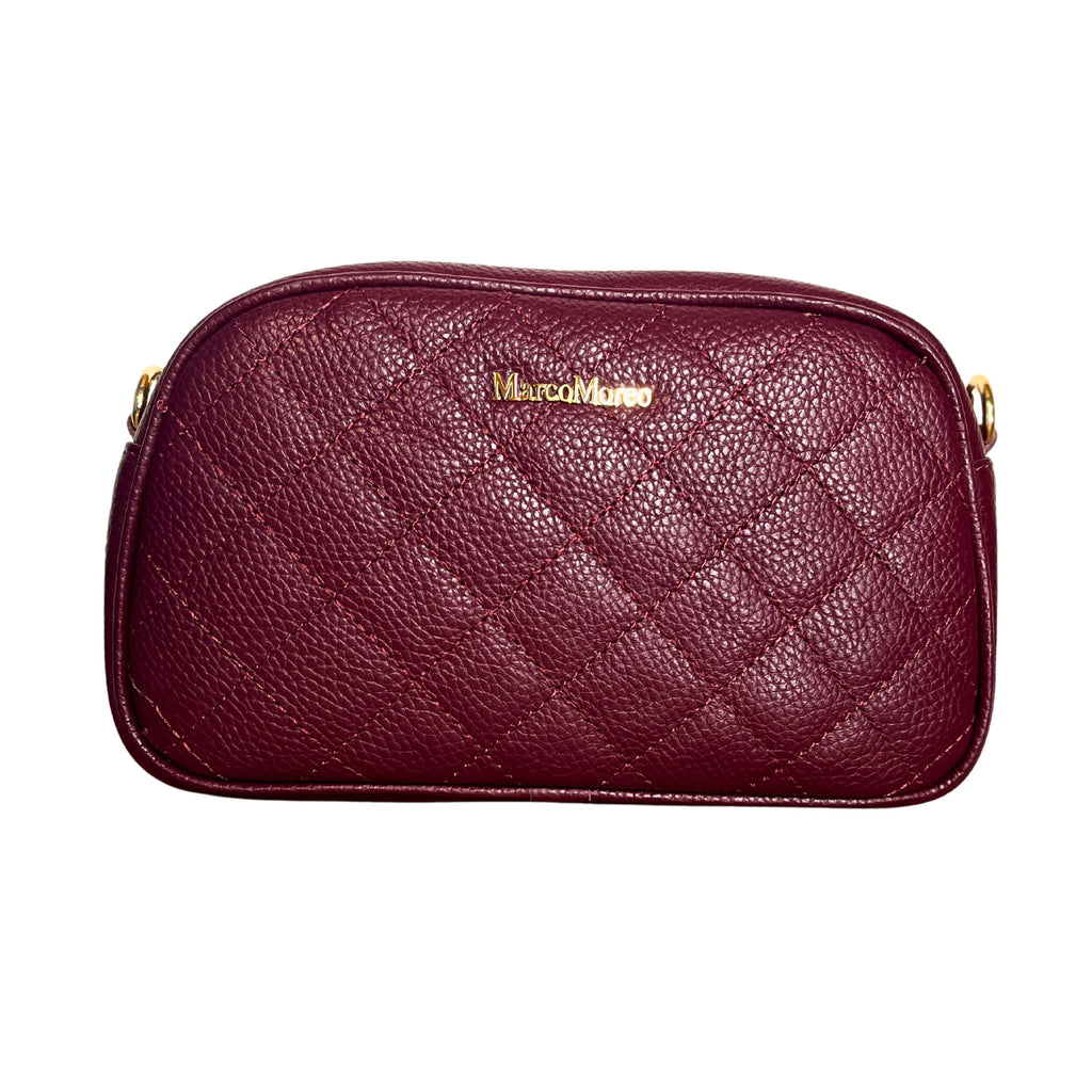 Marco Moreo Burgundy Leather Quilted Crossbody Bag Dollaro
