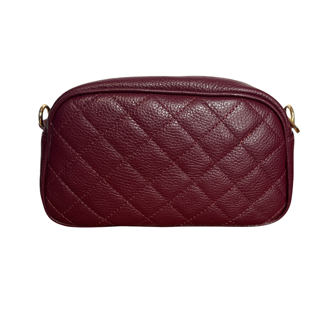 Marco Moreo Burgundy Leather Quilted Crossbody Bag Dollaro
