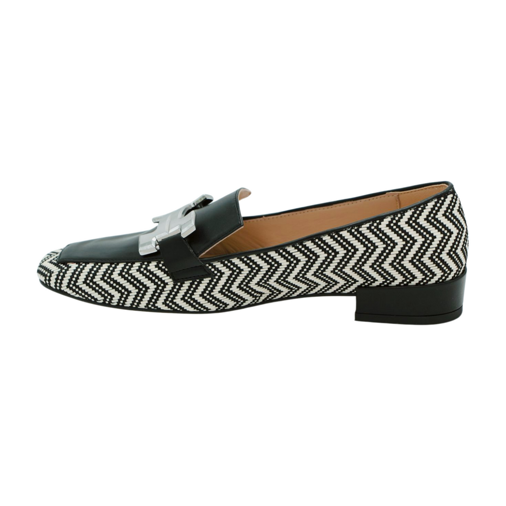 Marian - black - white -print -loafer-.png