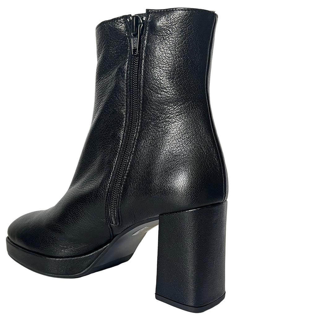 Marian Black Leather  Platform Ankle Bot