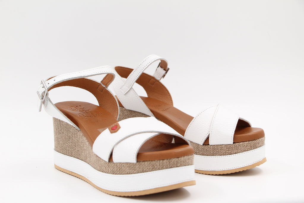 Oh My Sandals White Wedge Sandal
