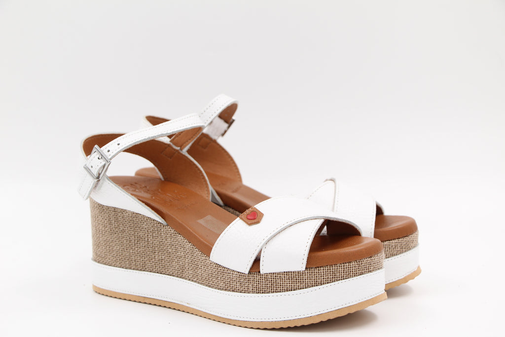 Oh My Sandals White Wedge Sandal