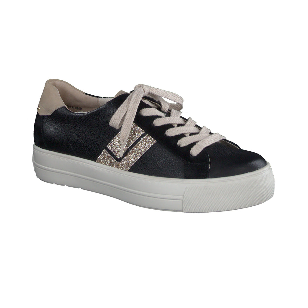 Paul-Green-Black-Trainer-with -stripe-5430