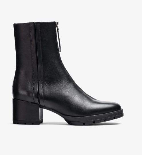 UNISA JECKO Black Leather Zip Up Ankle Boot