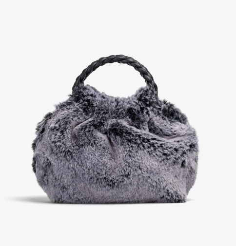 UNISA ZBEN Black Grey Fur Clutch Bag