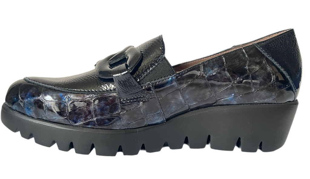 WONDERS-NAVY-WEDGE-LOAFER- C-33330 
