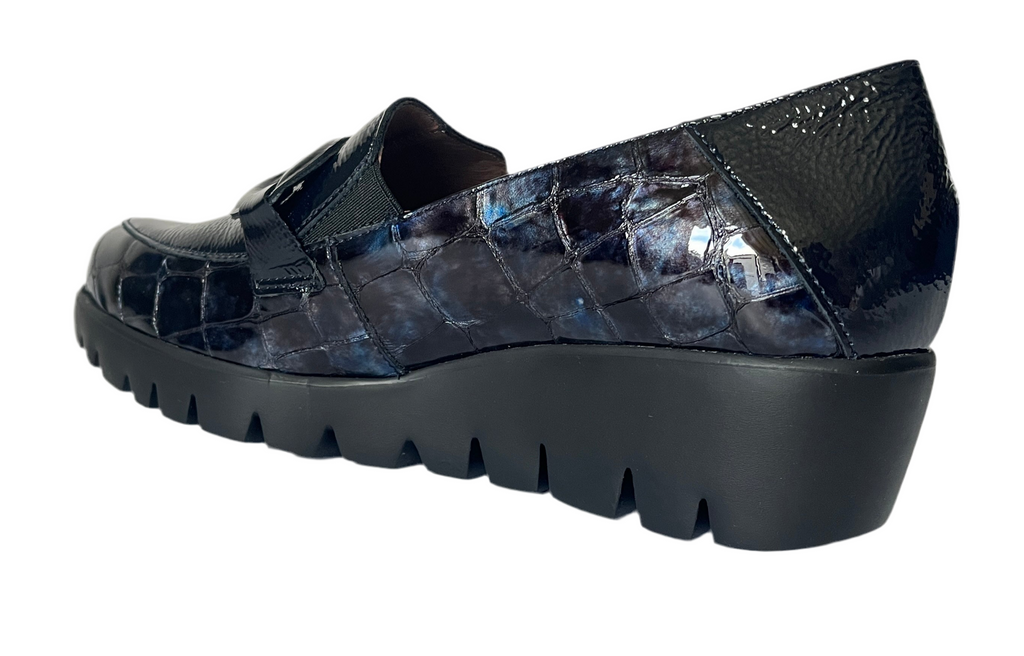 WONDERS-NAVY-WEDGE-LOAFER- C-33330 
