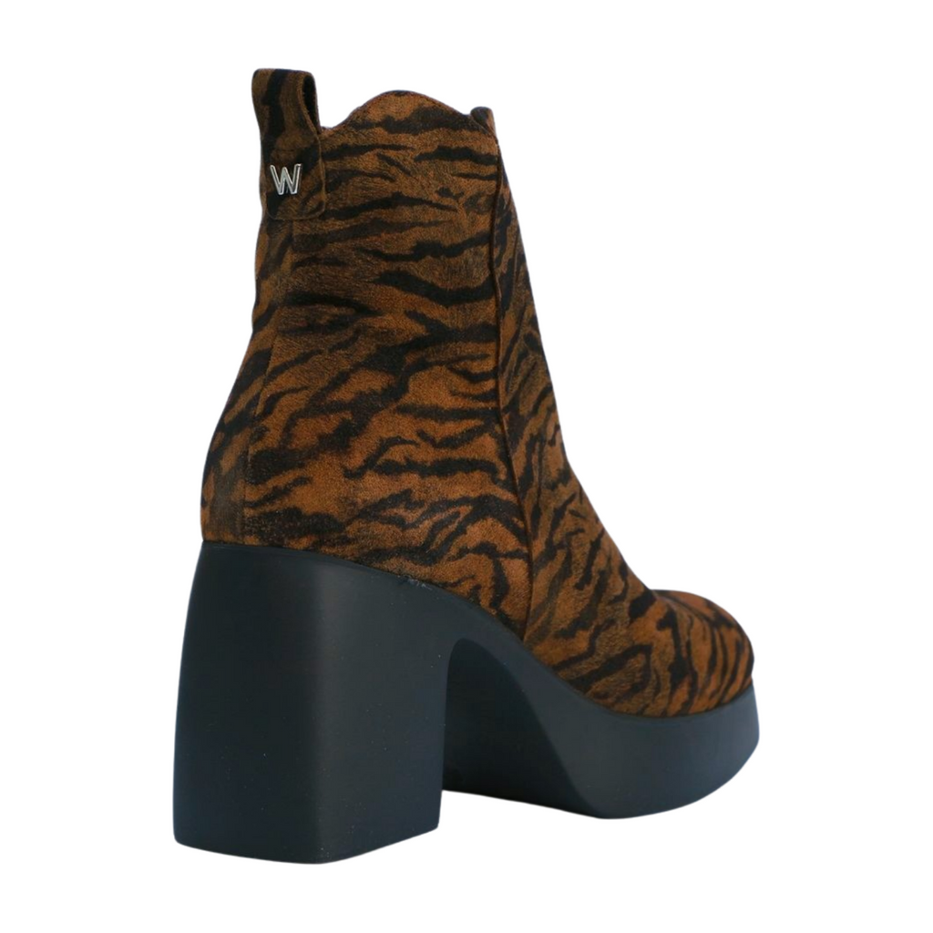 WONDERS Tan Black Zebra Print Ankle Boot