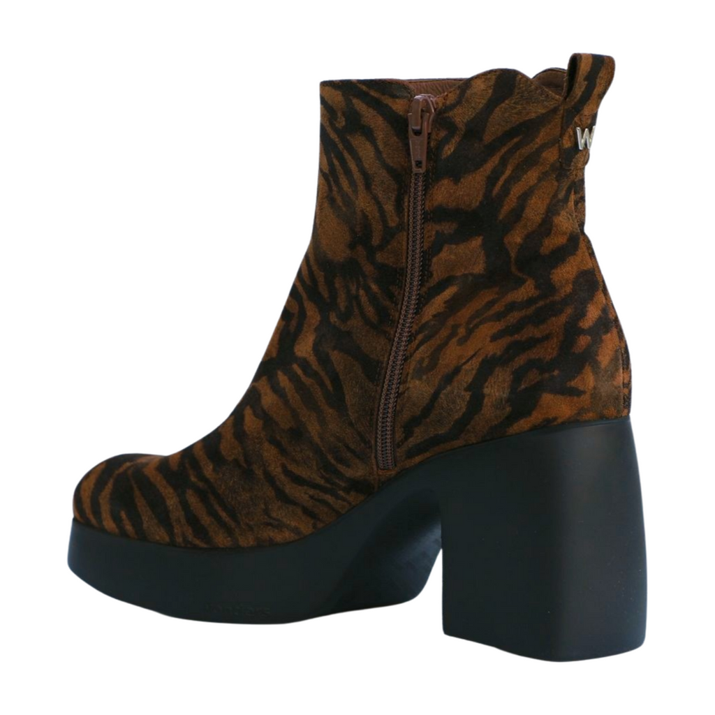 WONDERS Tan Black Zebra Print Ankle Boot