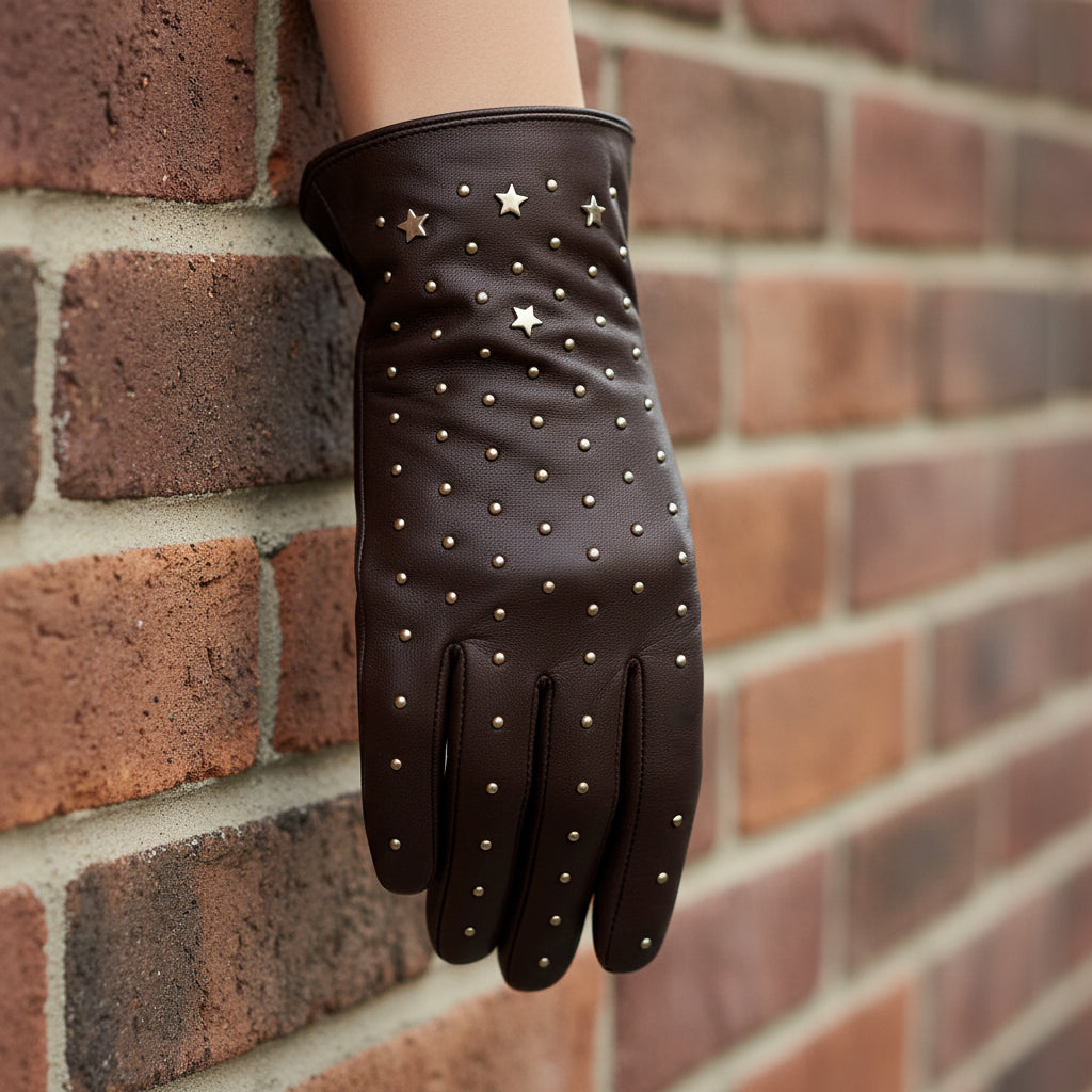 Womens_leather_chocolate_studded_glove_Tishan_Nooki
