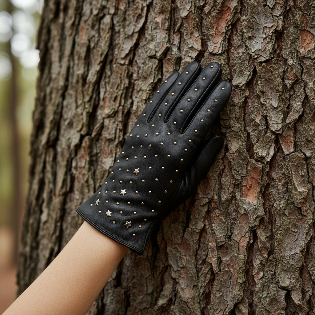 Womens_leather_black_studded_glove_Tishan_Nooki