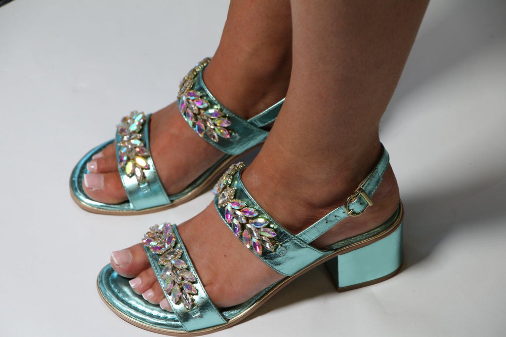 BOTTEGA-aqua -blue-jewelled-block-heel-sandal
