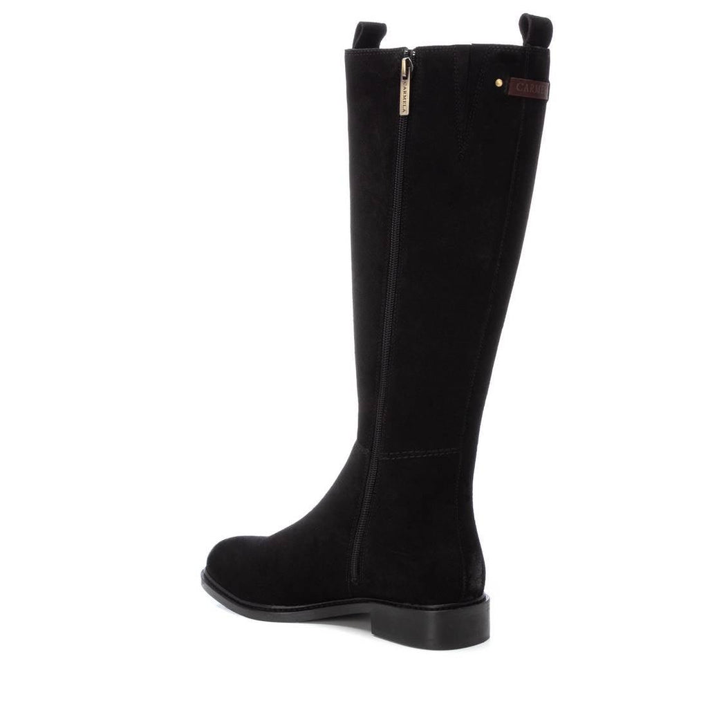    carmela-black-suede-flat-heel-knee-high-boot-16097