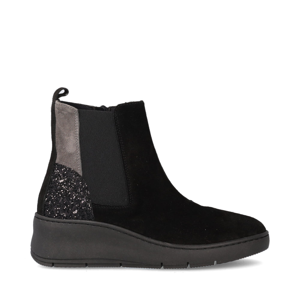 comart-black-suede-wedge-ankle-boot