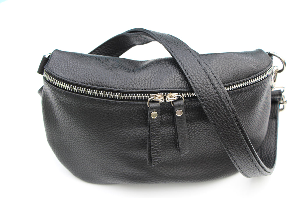 fabucci-black-leather-Bum-Bag