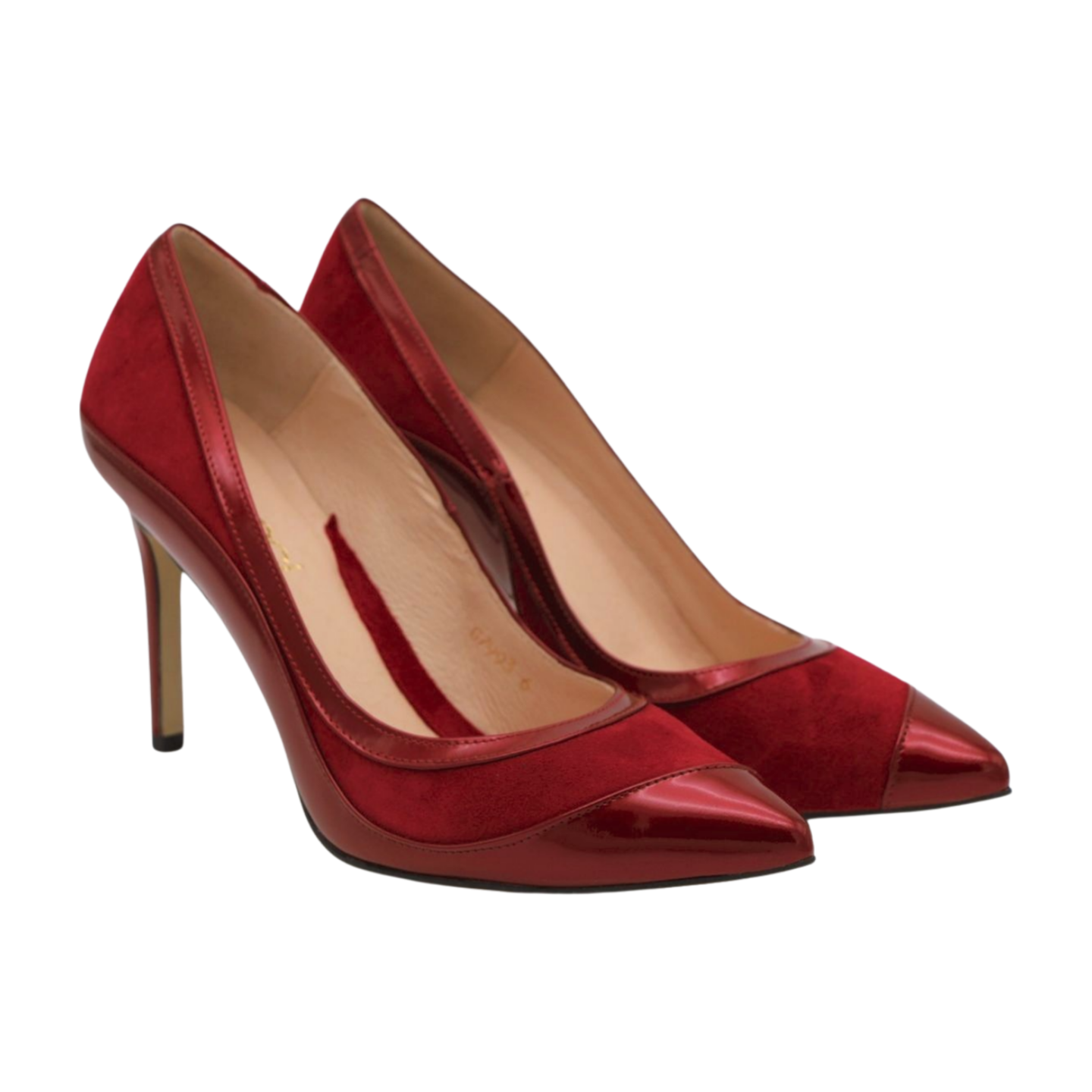 FABUCCI Burgundy Suede Patent Heeled Shoe Fabucci Shoes