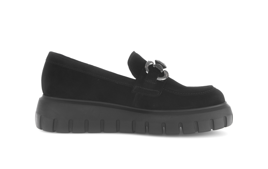 gabor-black-suede-wedge-loafer-30417