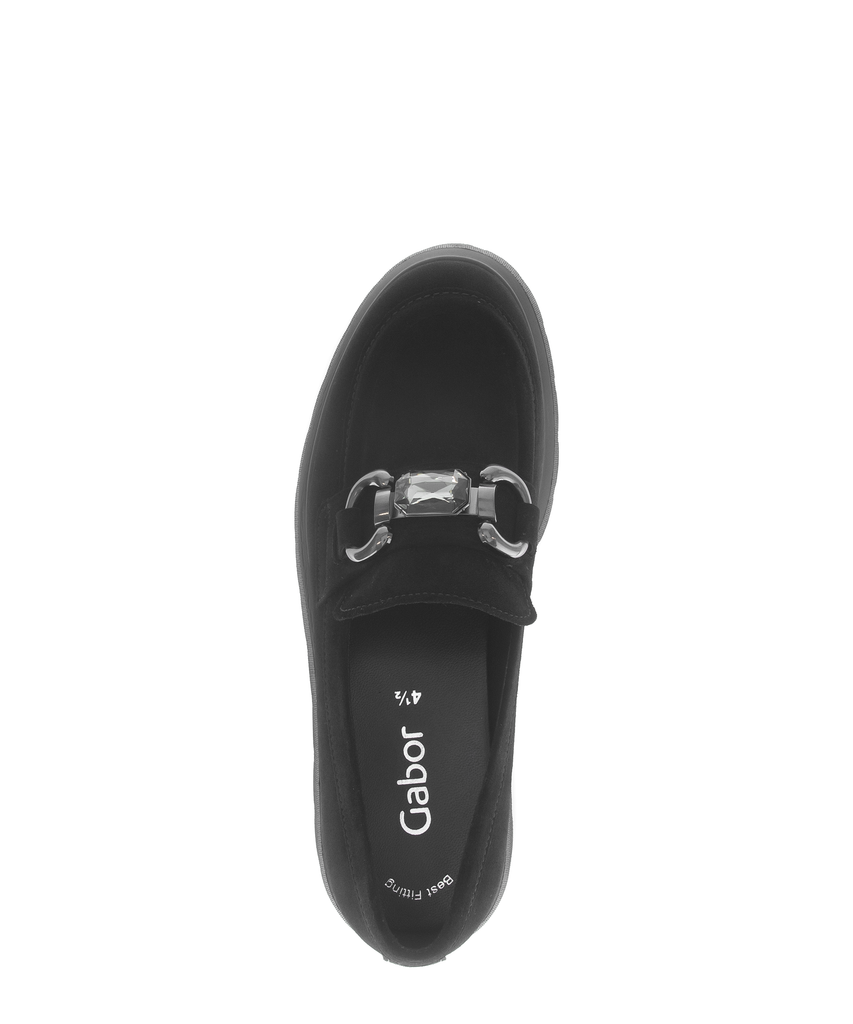 gabor-black-suede-wedge-loafer-30417