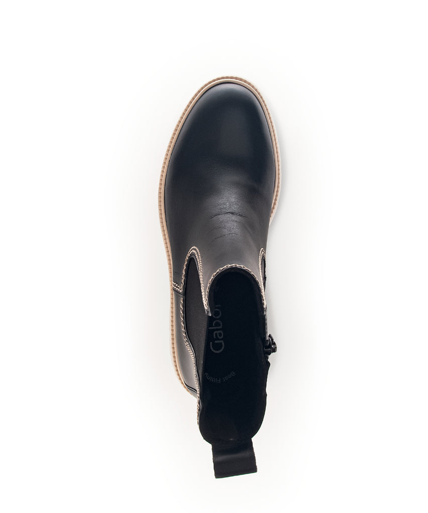 gabor-black-trek sole-ankle boot-stitch-detail