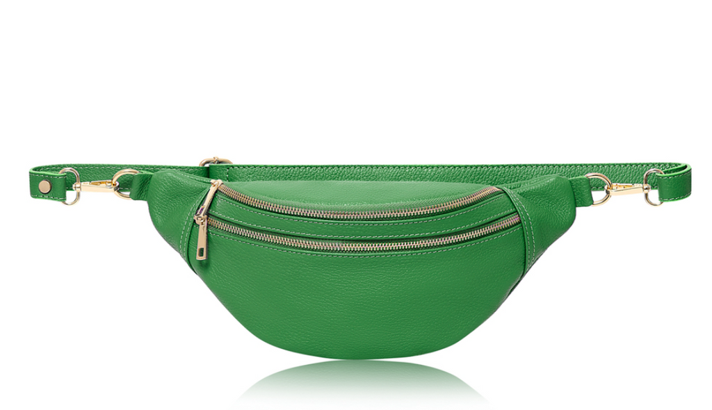 green-leather-double-zip-bum-bag