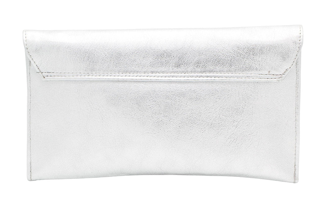 MARIAN -Silver- leather- Envelope- Clutch -bag