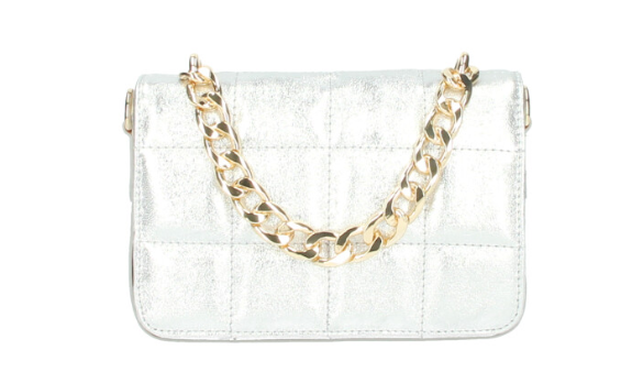 Fabucci Silver Quilted Leather Handbag MIMI