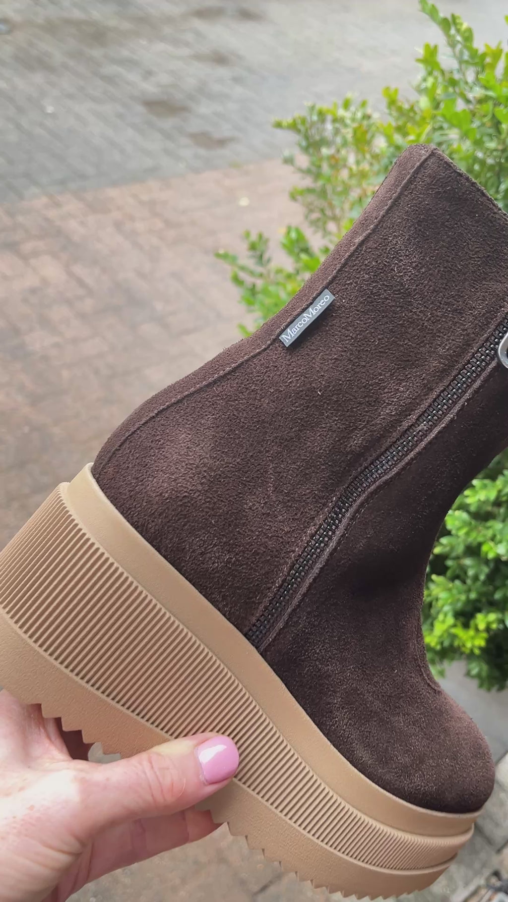 MARCO MOREO Brown Suede Platform Ankle Boot M005