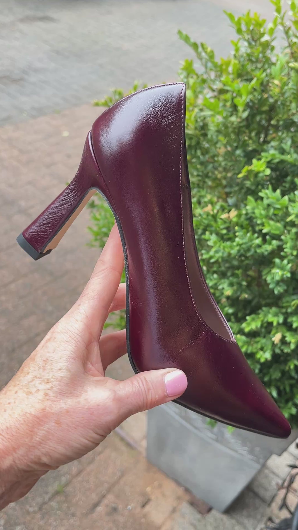 Marian Burgundy Leather V-Cut Heeled  Shoe-1