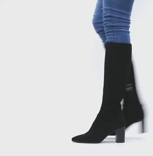 CAPRICE-Black_-suede_point_-toe-knee-boot