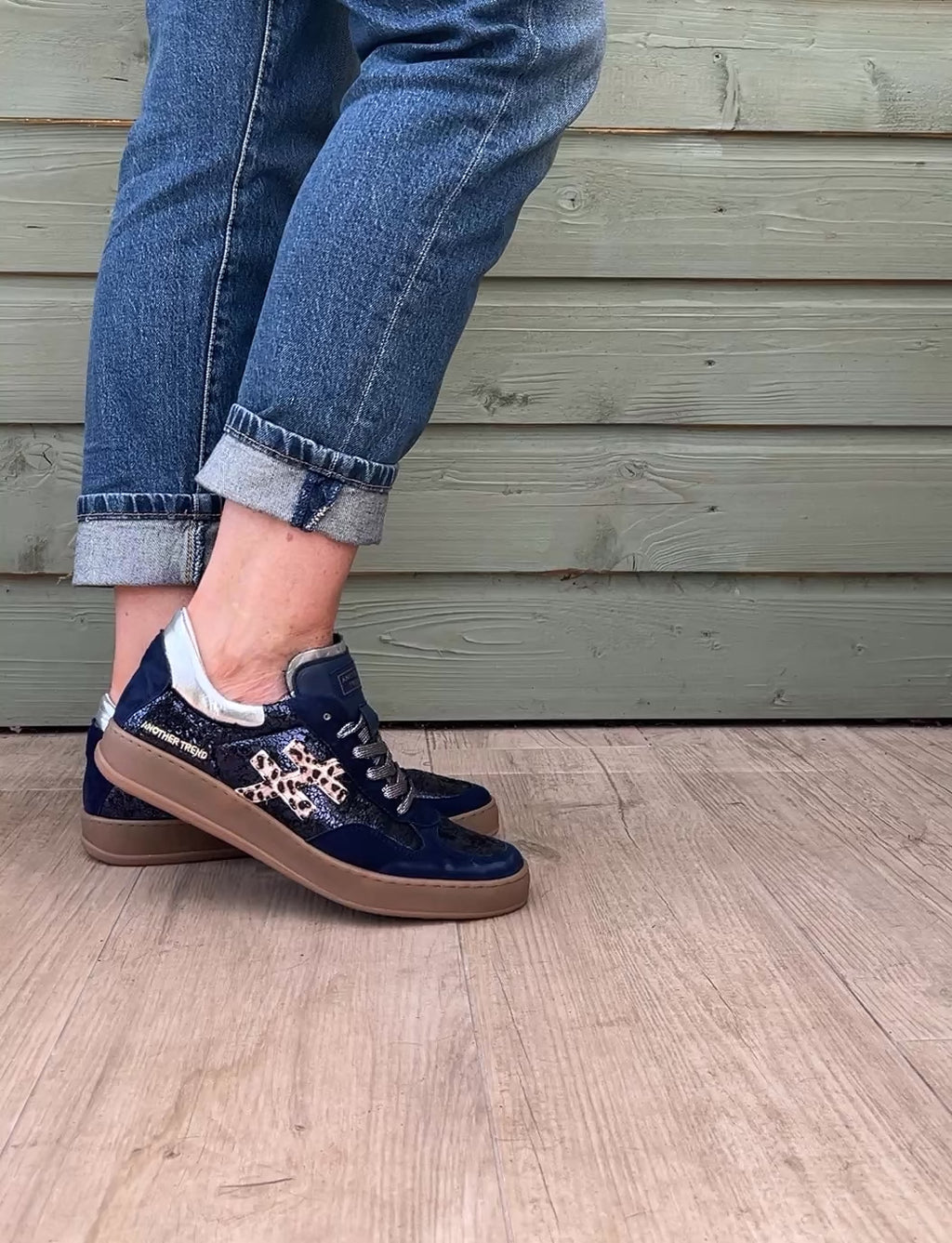 ANOTHER TREND Navy  Blue Metallic Trainer A034-87
