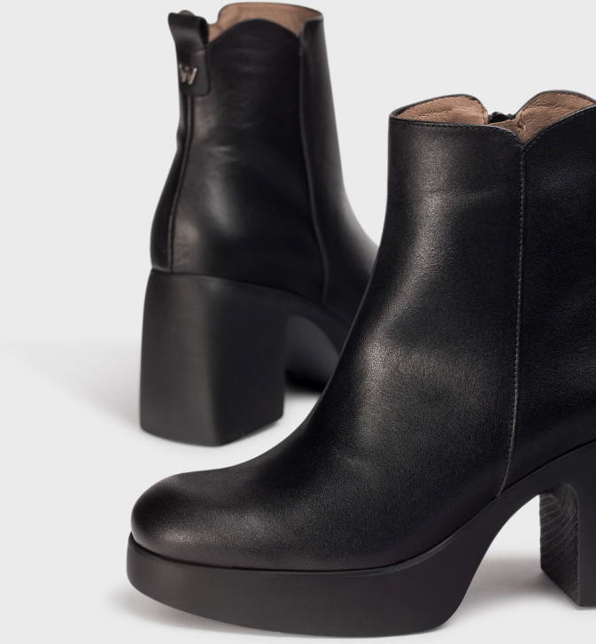 Wonders Black Kid: Stivaletto Alla Caviglia In Pelle E Lycra – Tacco 7 Cm – Suola WondersFly